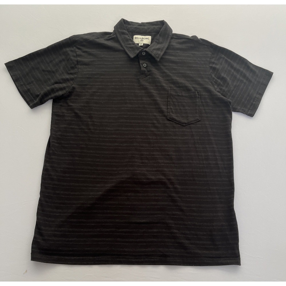 Billabong Polo Shirt Mens XL Gray Striped Short Sleeve Pocket M918VBST